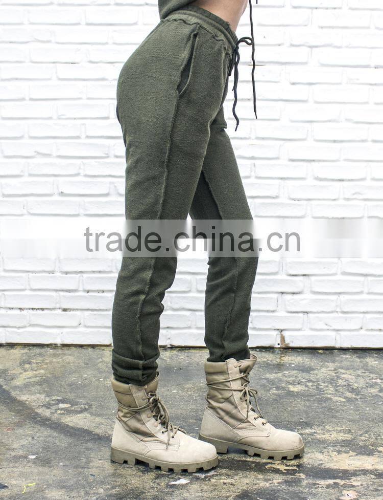 latest design women contrast french terry fitted tracksuit crop top sweat suit