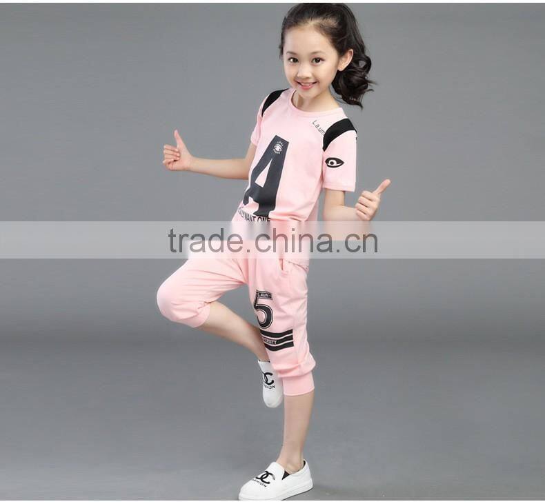 boys and girls letters printed two-piece sports suits for summer