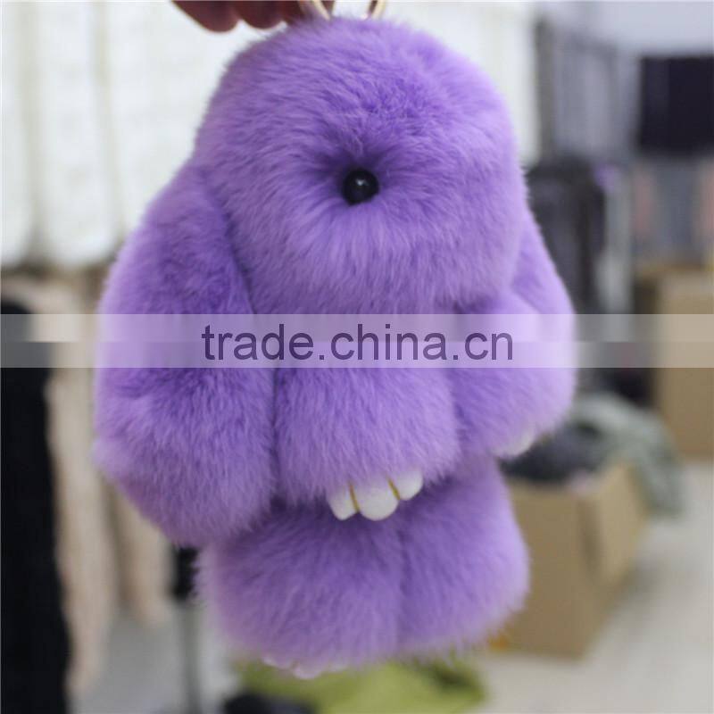 2017 Genuine Rex rabbit Furs Keychain Pendant Bag Car Charm Tag 18cm Fluffy Bunny Rabbit Keychain Toy Doll Fur Monster Ke lqb-39