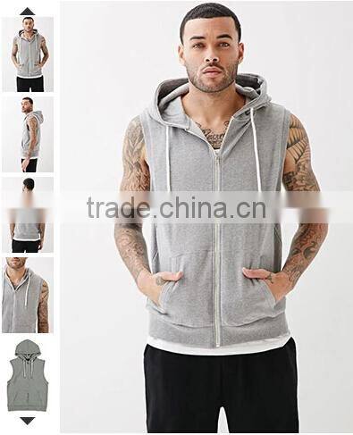 SLEEVELESS ZIP HOODIE,cheap sleeveless workout hoodies,blank mens sleeveless hoodie,