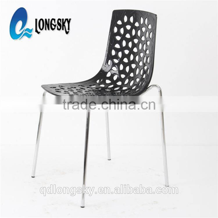 LS-4007 Wholesale new designed competitive price plastic hollow leisure chair Stackable PP Plastic Chair Dining Chair