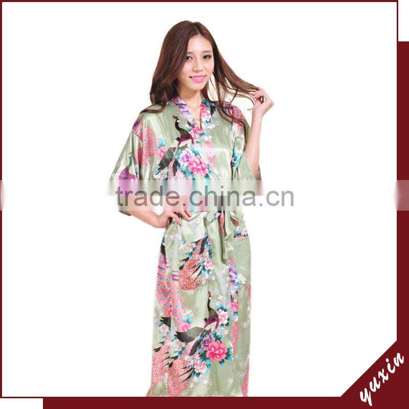 15 Colors Factory wholesale plus size peacock women robe sleepwear,nightgown silk robes RL1-00