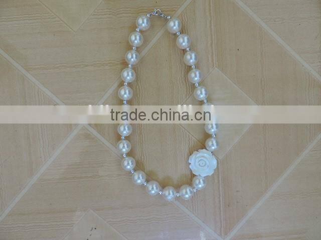 baby girl flower necklace peral crystal symmetric kids clothes accessories wholesale 2016 children jewelry
