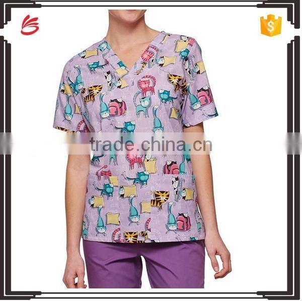 Wholesale fashion medical scrub printed uniform