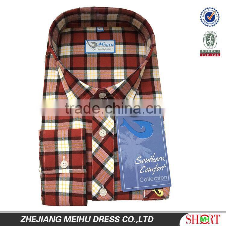 2016 High quality Custom men big check flannel shirt , men plaid casual shirt