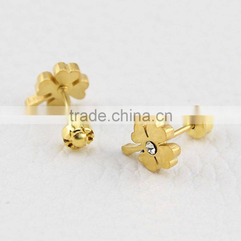 stainless steel gold Geometry Earring Stud Different Shape Flower Star Heart Butterfly and Clover
