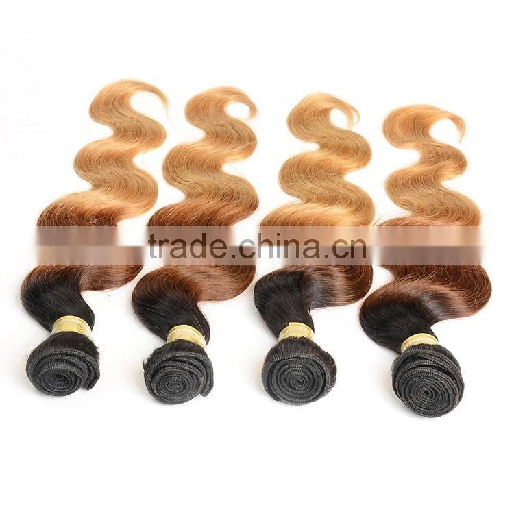 Blonde Indian Human Hair Weaves Wavy 1B/4/27# Body Wave Indian Ombre Hair Extension