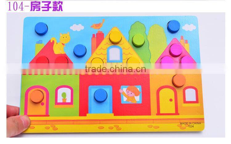 New wooden hand scratcher plate color shape matching board educational puzzle toys for kids