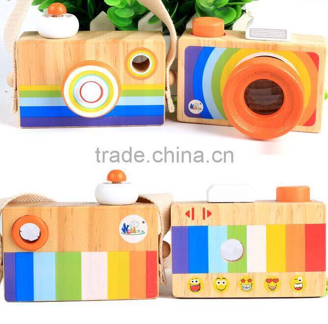 Wooden cartoon SLR camera toy kaleidoscope bee eye effect children funny toys