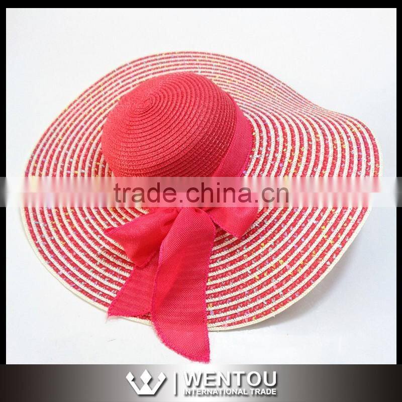 Women Floppy Large Brim Stripe Sun Hat