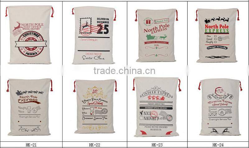 In stock Christmas packaging canvas Santa sack bag with drawstring M6073106