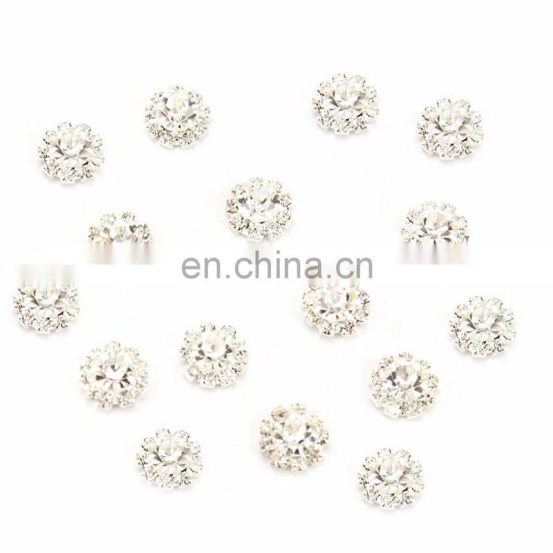 Alloy Rhinestone Button Clear Crystal for Accessories Silver Plating