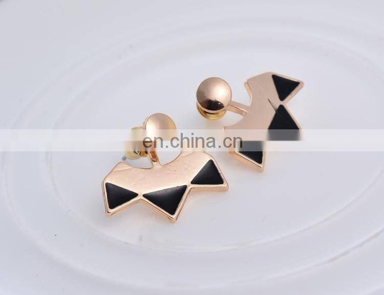 Gold and silver plated expoy fan-shaped triangle geometry stud earrings