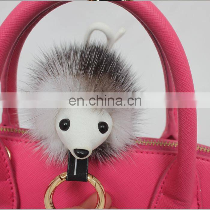 Popular New Keyring Accessory Genuine Fox Fur Custom Hedgehog Fur Keychain
