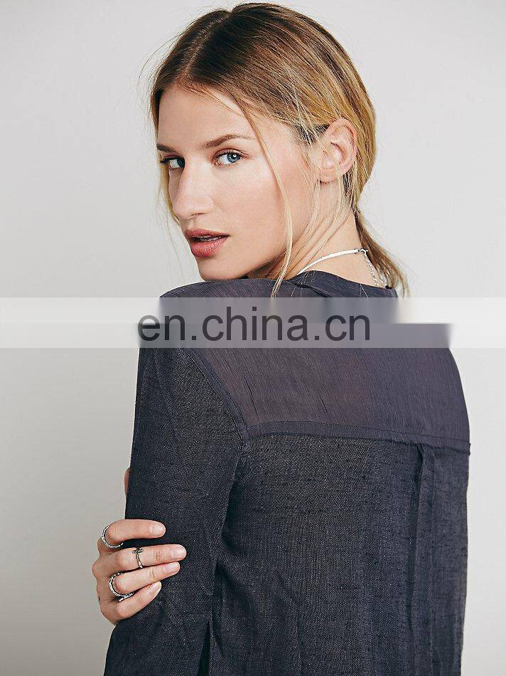 High quality Muslim woman wear, high low cotton long sleeve dress design