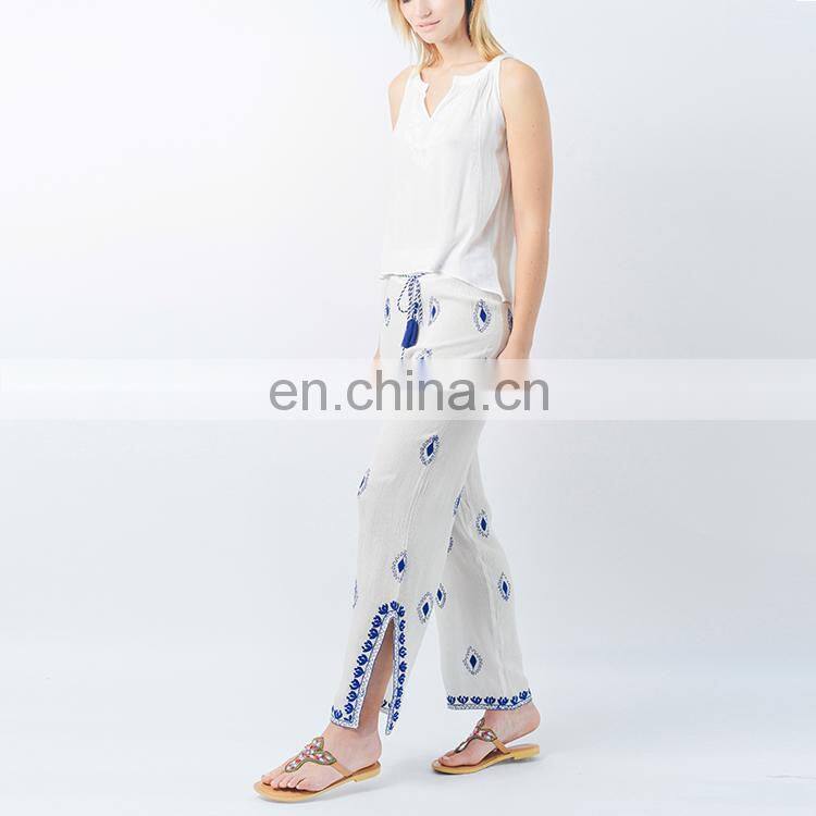 New arrival long print wide legs women's fashion casual pants