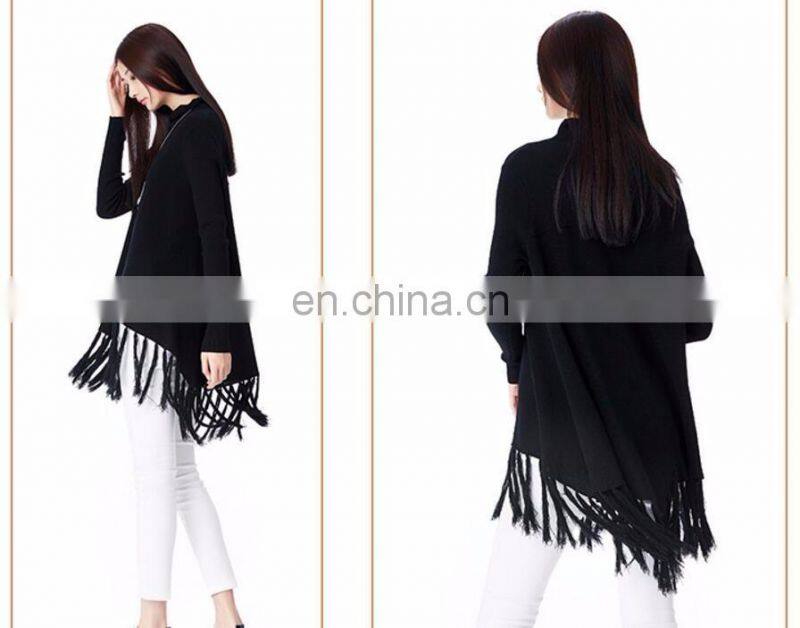 New fashion Fringe hem design women 100% wool sweaters