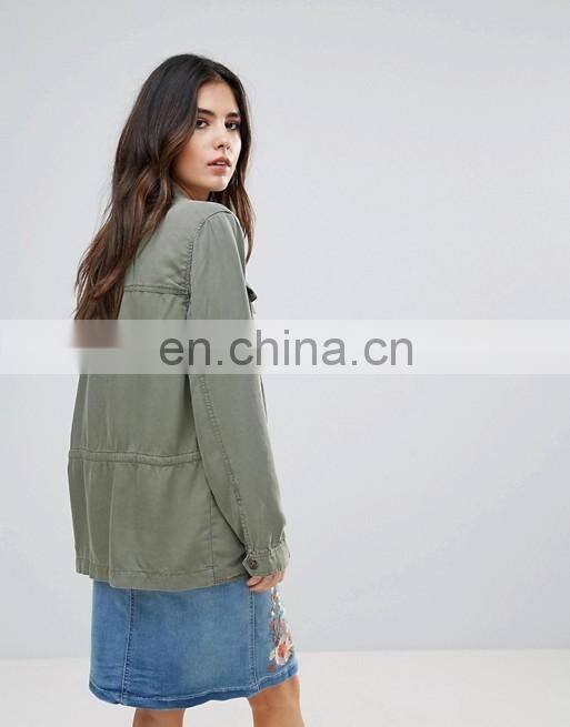 Wholesale ladies winter jacket custom women clothes woman army green winter bomber jacket