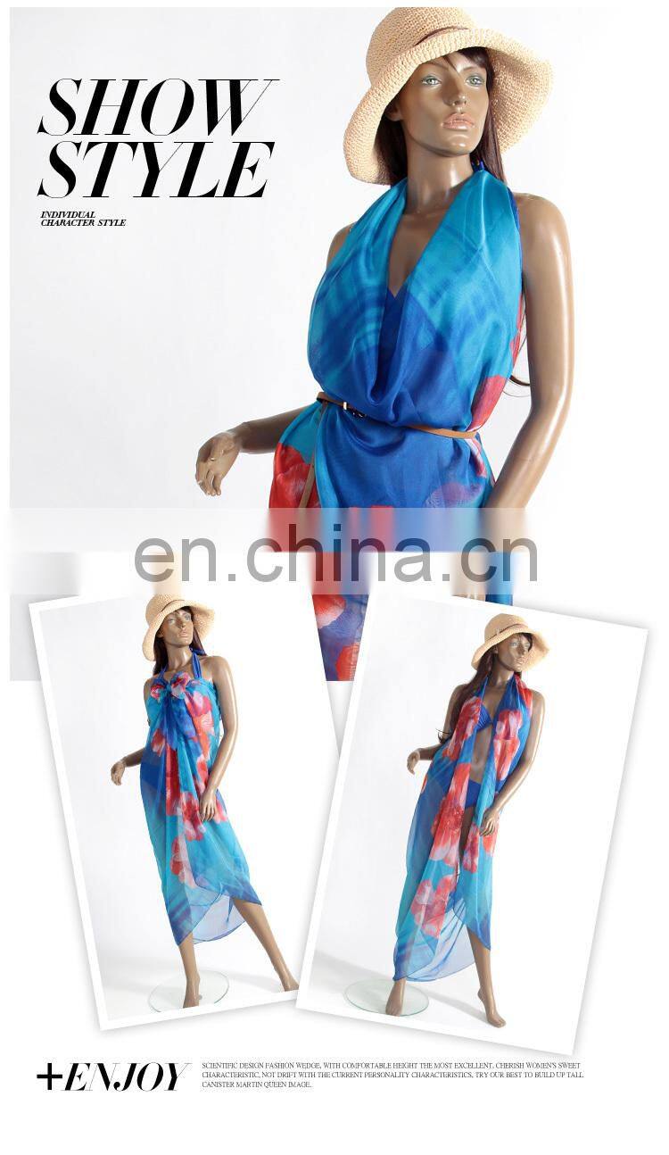 Lingshang silk scarf female chemical fiber scarf ultralarge thin summer sunscreen cape beach towel scarf long design