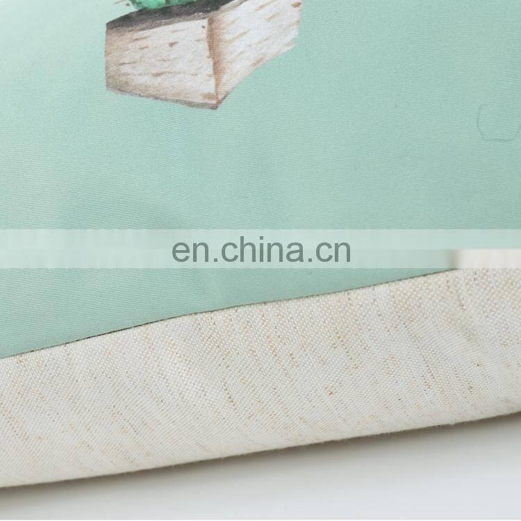 Low profile fashion polyester liner cactus printed embroidered decor home indoor cushion pillow