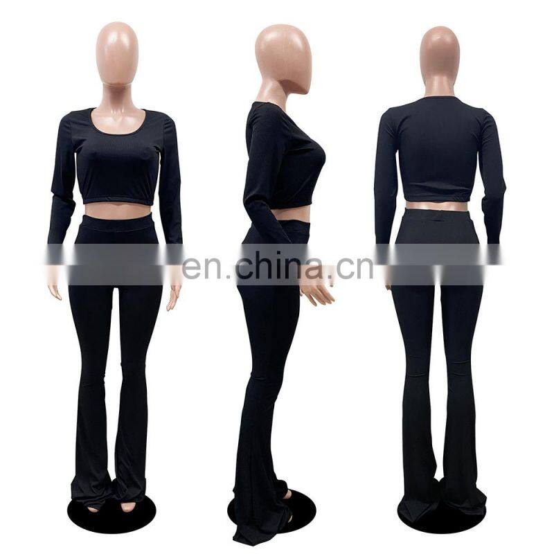 2021 Two Piece Set Women Clothing,2 Piece Set Women,Sexy Costumes Crop Top Matching Sets Outfit Two Piece Pants Set
