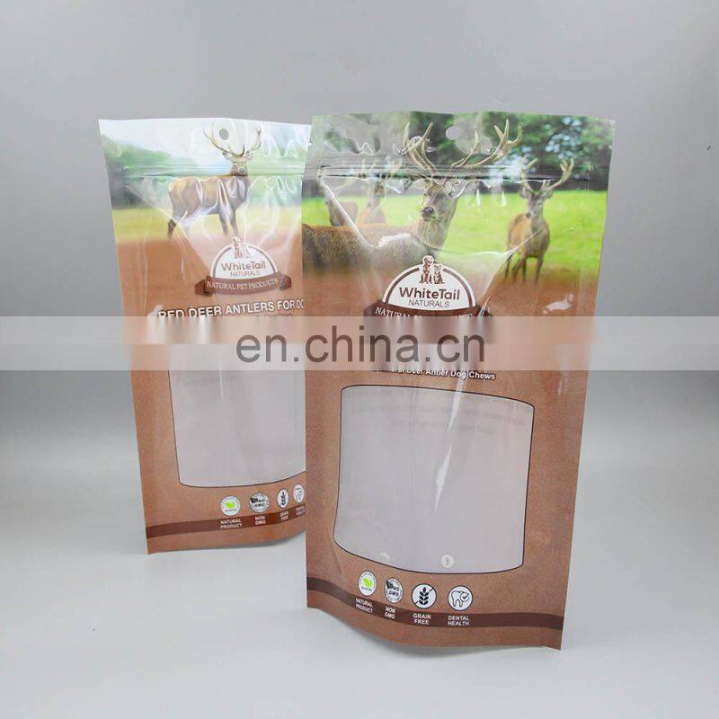 Customized food packaging bag composite zipper stand up pet food packaging bag
