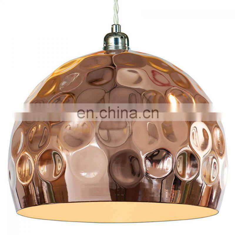 copper plated hammered pendant lamp