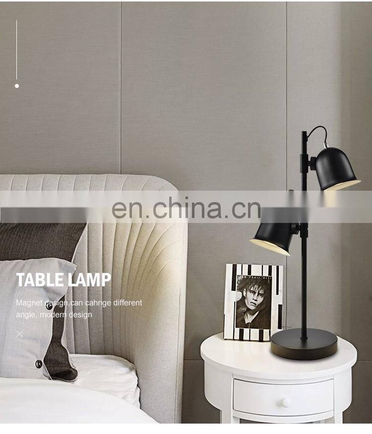 HUAYI Hot Selling Iron Lamp Body Double Light Indoor 10W Indoor Bedroom Office LED Table Lamp