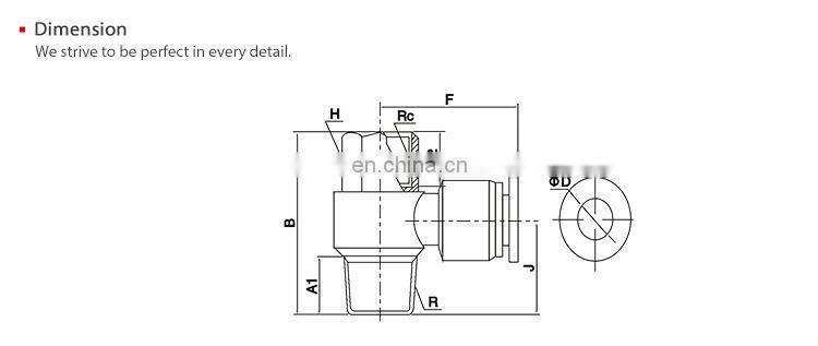 SNS SPHF Series Pneumatic 90 Degree Elbow Male-Female Thread Push To Connect Pipe Fittings Quick Tube Joints