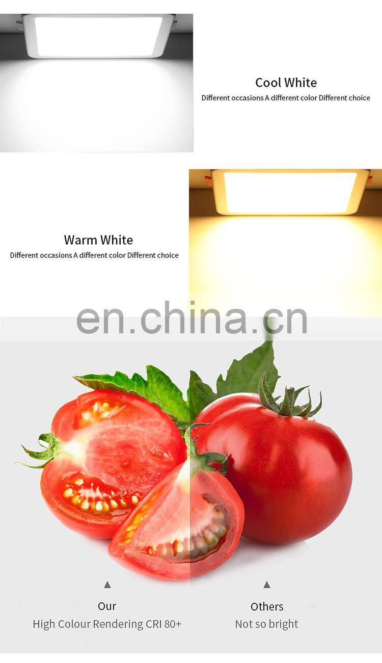 Hot Sale High Brightness Indoor Aluminum Square Square Recessed 6 15 20 W Smd Led Panel Light