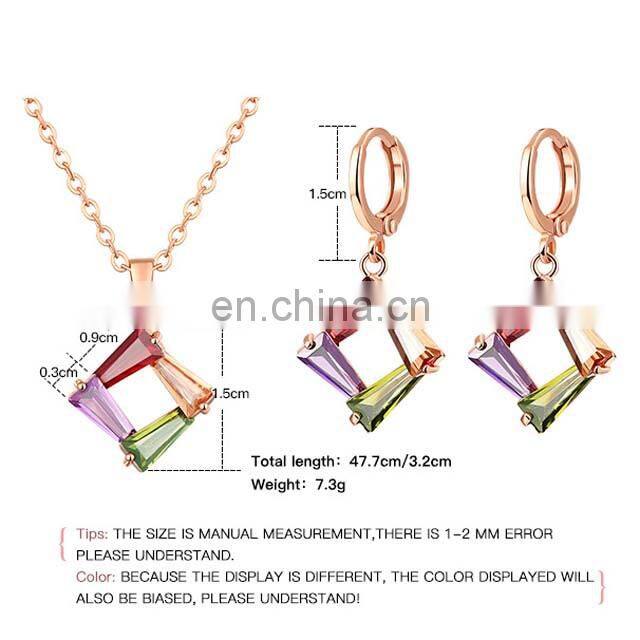 High Quality Coloful Diamond Rhinestone Bridal Set Jewelry