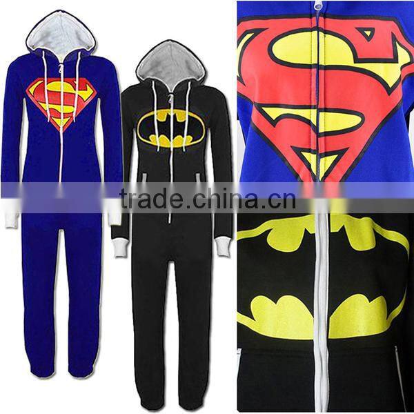 Adult Women Men Hooded Zip Jumpsuit Onesie Sleepwear Pajamas New