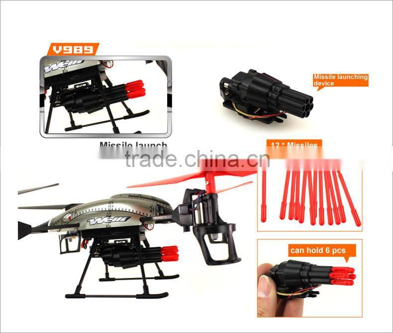China Manufacture WL V989 2.4G 4 CH 3 axis UFO RC Helicopter with gyro Plastic missile