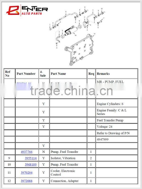 heavy duty truck ISLE fuel transfer pump 4937766