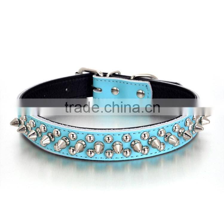 Alloy fittings litchi grain dog collars bullet nail pet collar