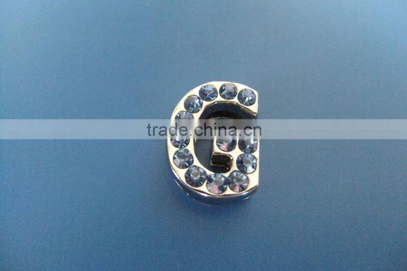 Zinc Alloy 18mm Slide Letters with Light Blue Rhinestones