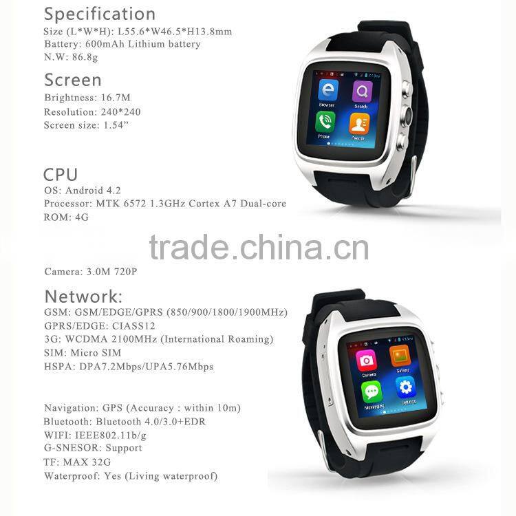 Android gps watch For Android smart phone 2015 waterproof ce rohs bluetooth