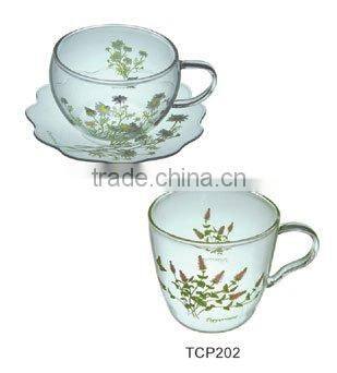 High Quality Double Wall Glass Tea Cup with handle