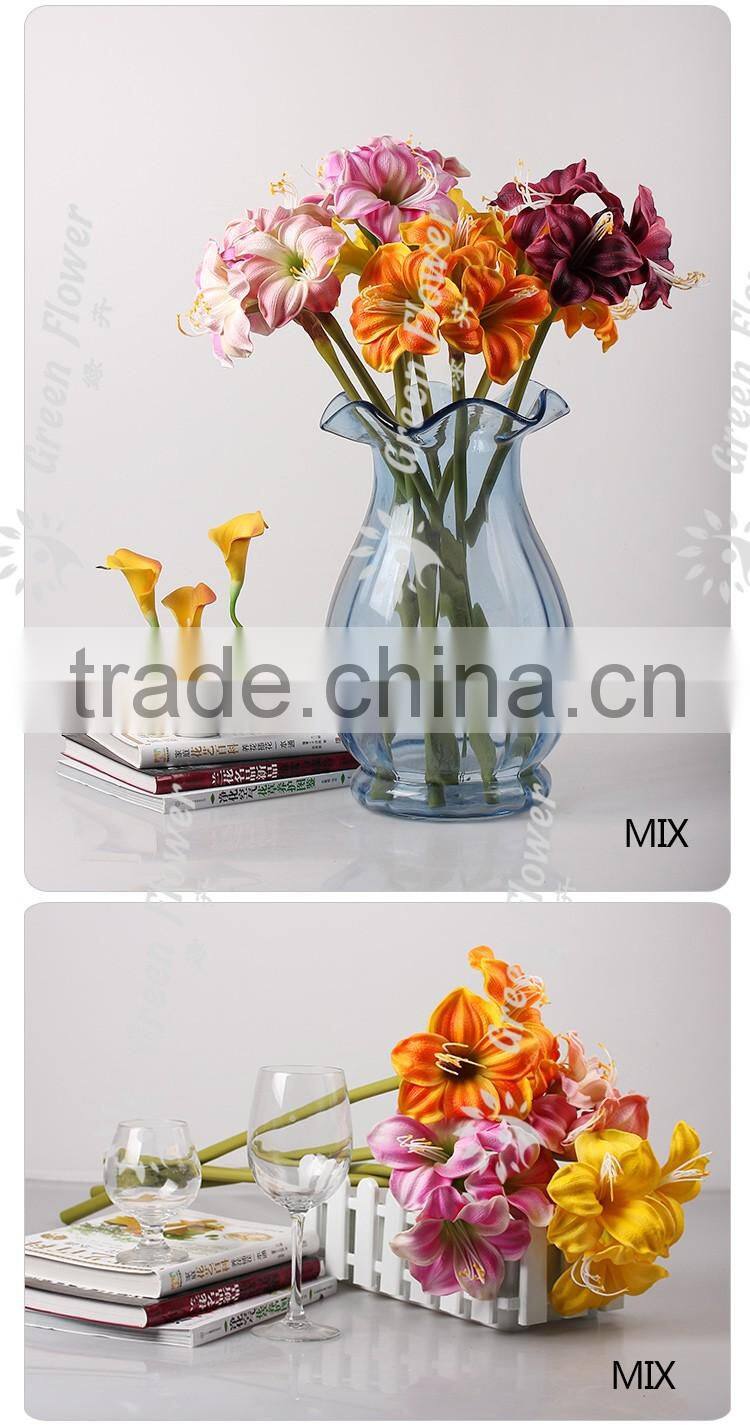 2016 Wholesale Multicolor Latex Artificial PU Flowers Amaryllis Real Touch Bouquet Wedding Bridal Decor Display Flower