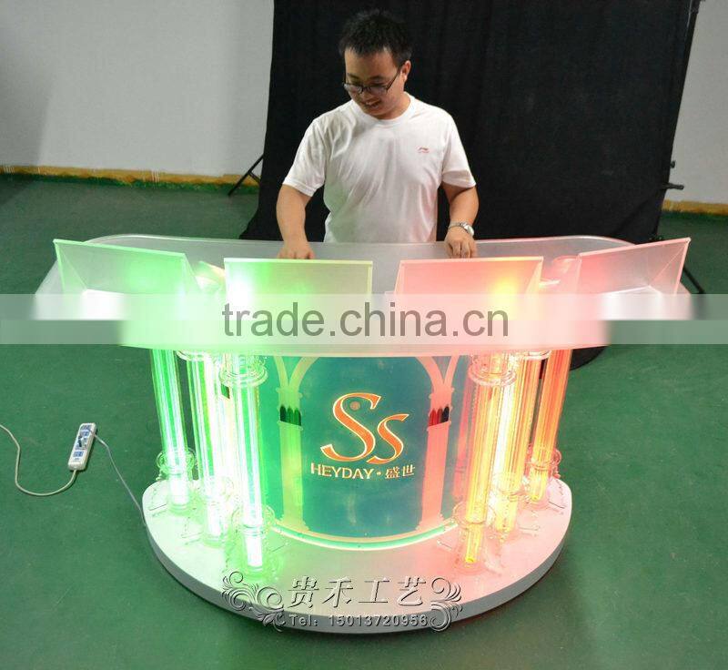 colorful acrylic bar table with LED lights, bar table for bar, dj equipment