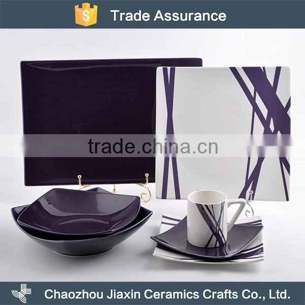 High quality ceramic decal restaurant dinnerware sets purple