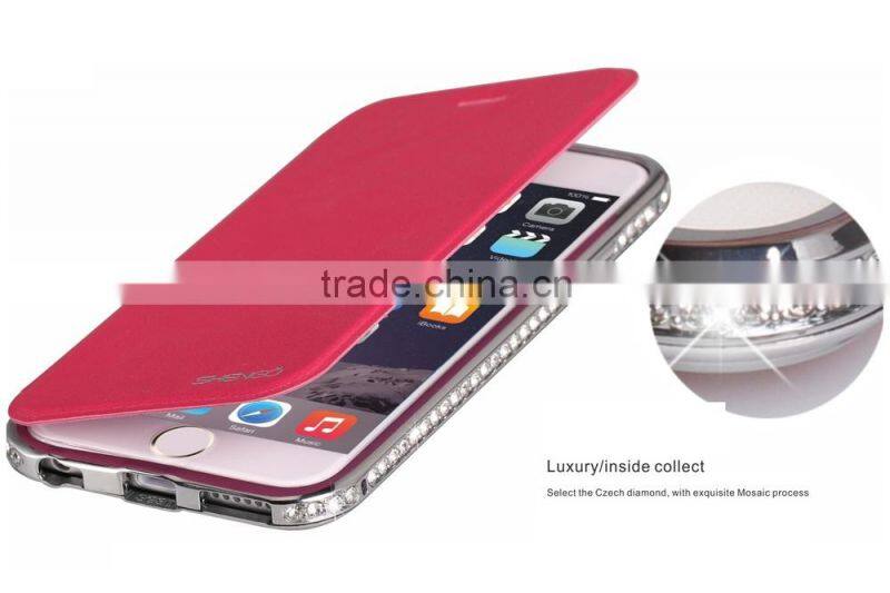 Wholesale Diamond PU Leather Flip Case for iPhone 6