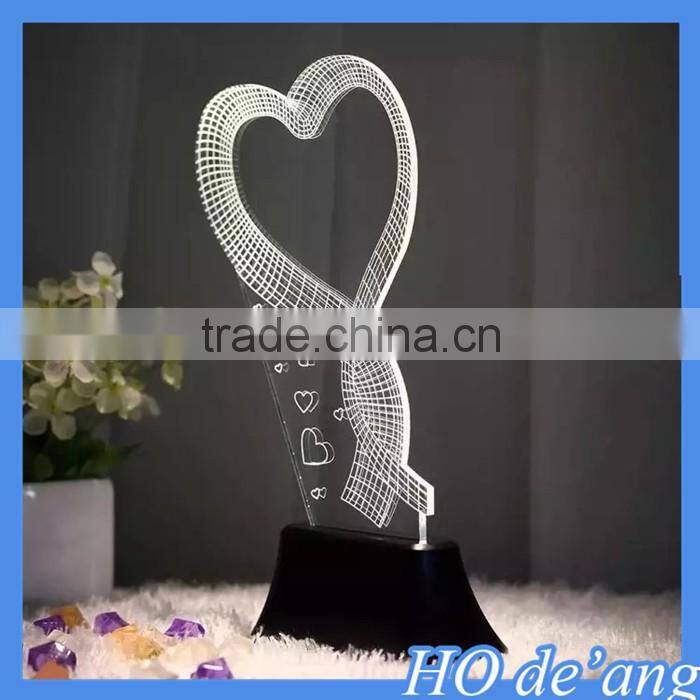 Hogift hot selling LED USB table lamp creative 3d rose-shaped acrylic battery table lamp MHo-230