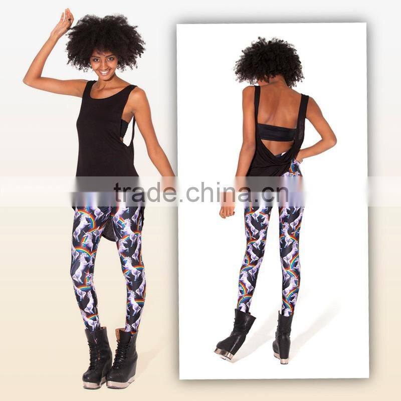 Taobao Fashion New Design Leggins 3D Print Rainbow Unicorn Women Leggings
