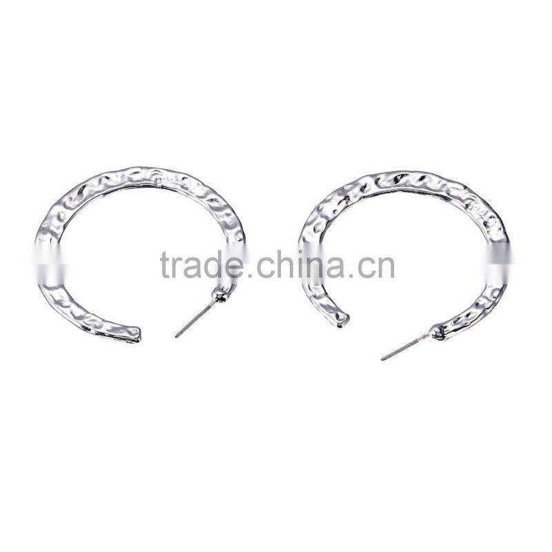 Fashion & Cheap Jewelry South Africa style silver plating hammering effect huggie earrings