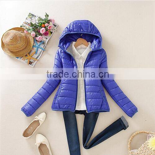 Manteau Femme 2016 New Winter Jacket Women Warm Ultra Light Down Cotton Jacket Candy Colored Hooded Short Jackets