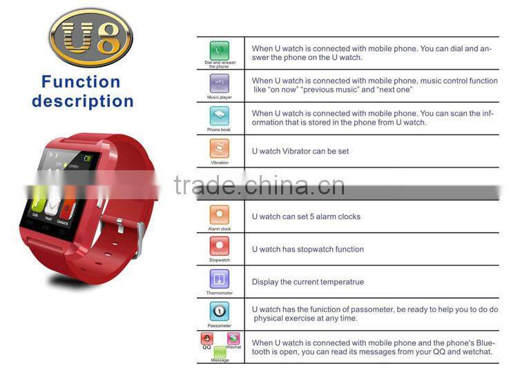 Factory Price Smart Watch Phone U8 Smart Watch for Android smart phone