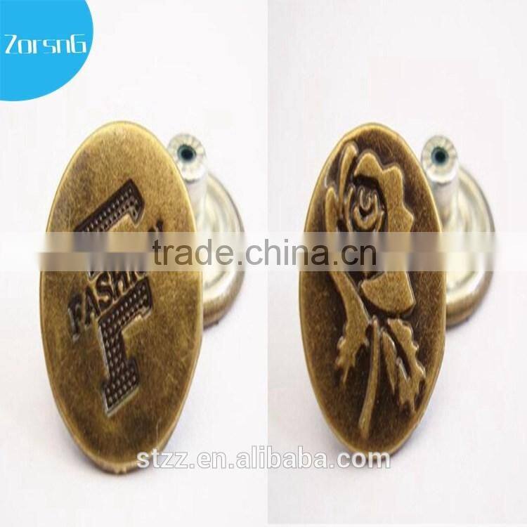 New style silver nickel free jeans button custom design nickel color buttons for jeans washable and hand press