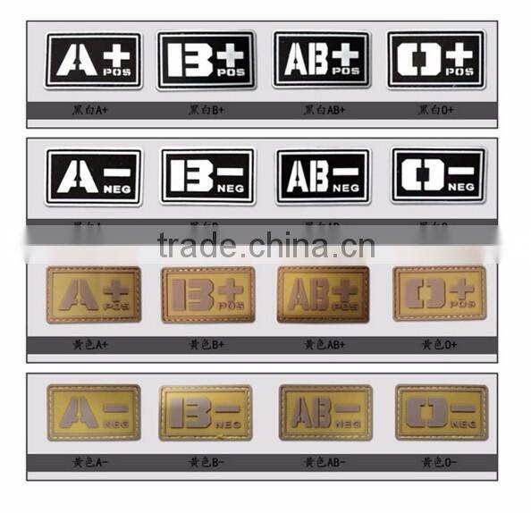 PVC Tactical Badge A/B/O/Ab+ Blood Type Patch Morale Patch Military Badges Tactical Rubber Patches For Cap Jacket