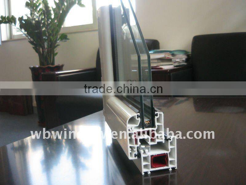 Wood color double-sash PVC/UPVC tilt and turn windows, PVC/UPVC inward opening glass windows and doors